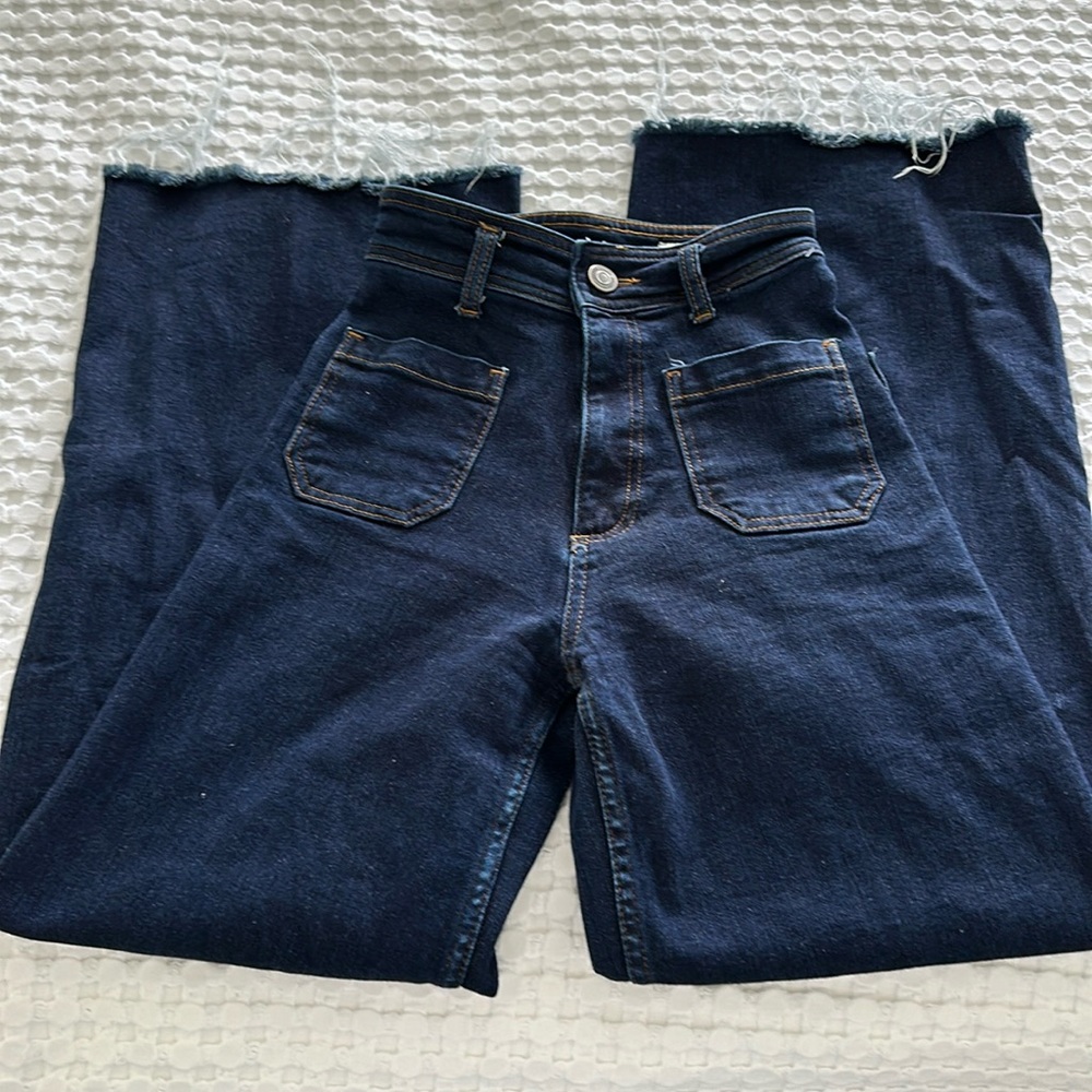 Zara Dark Blue Flare & Wide Leg Jeans